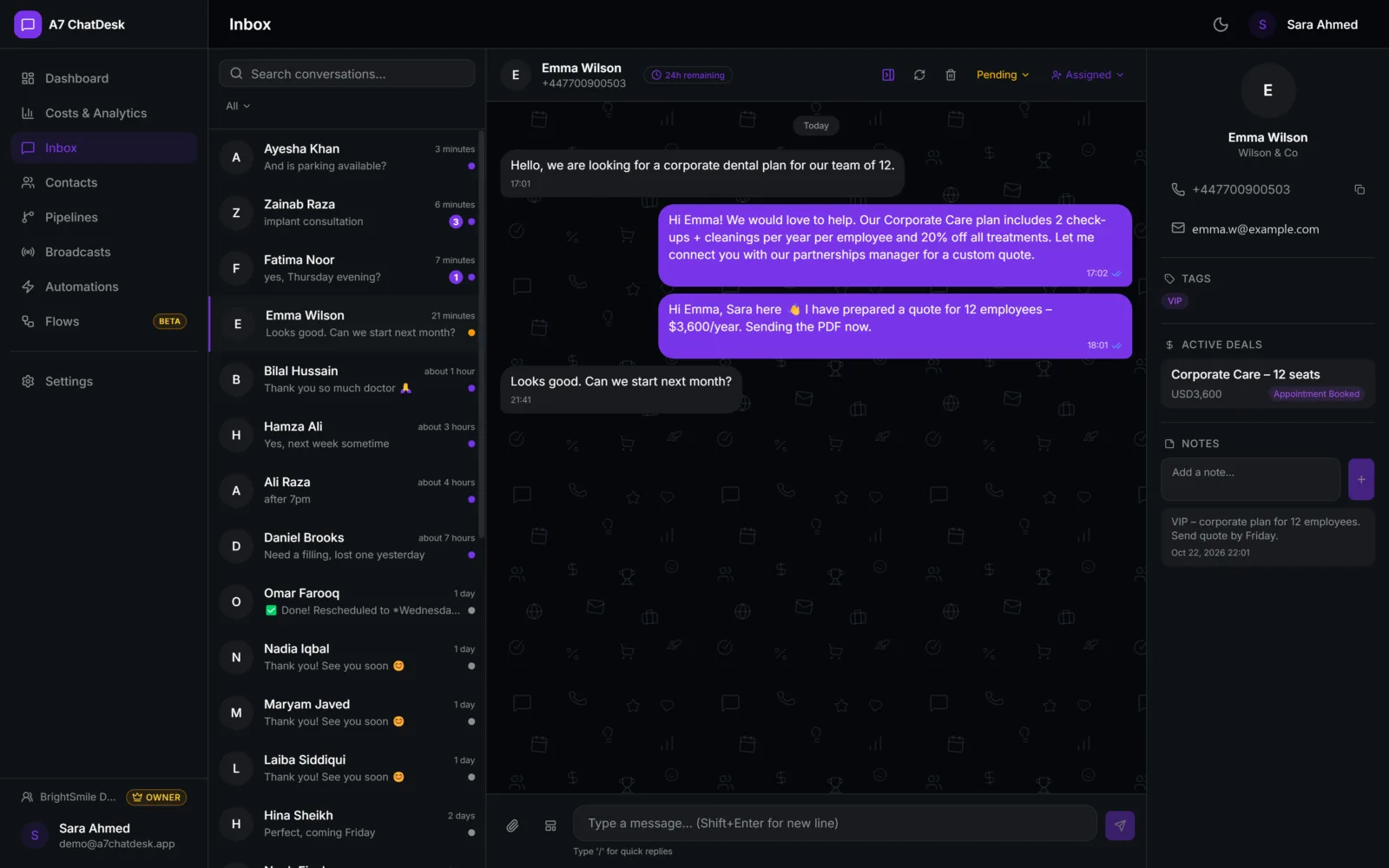 A7 ChatDesk: Hand-over to your team