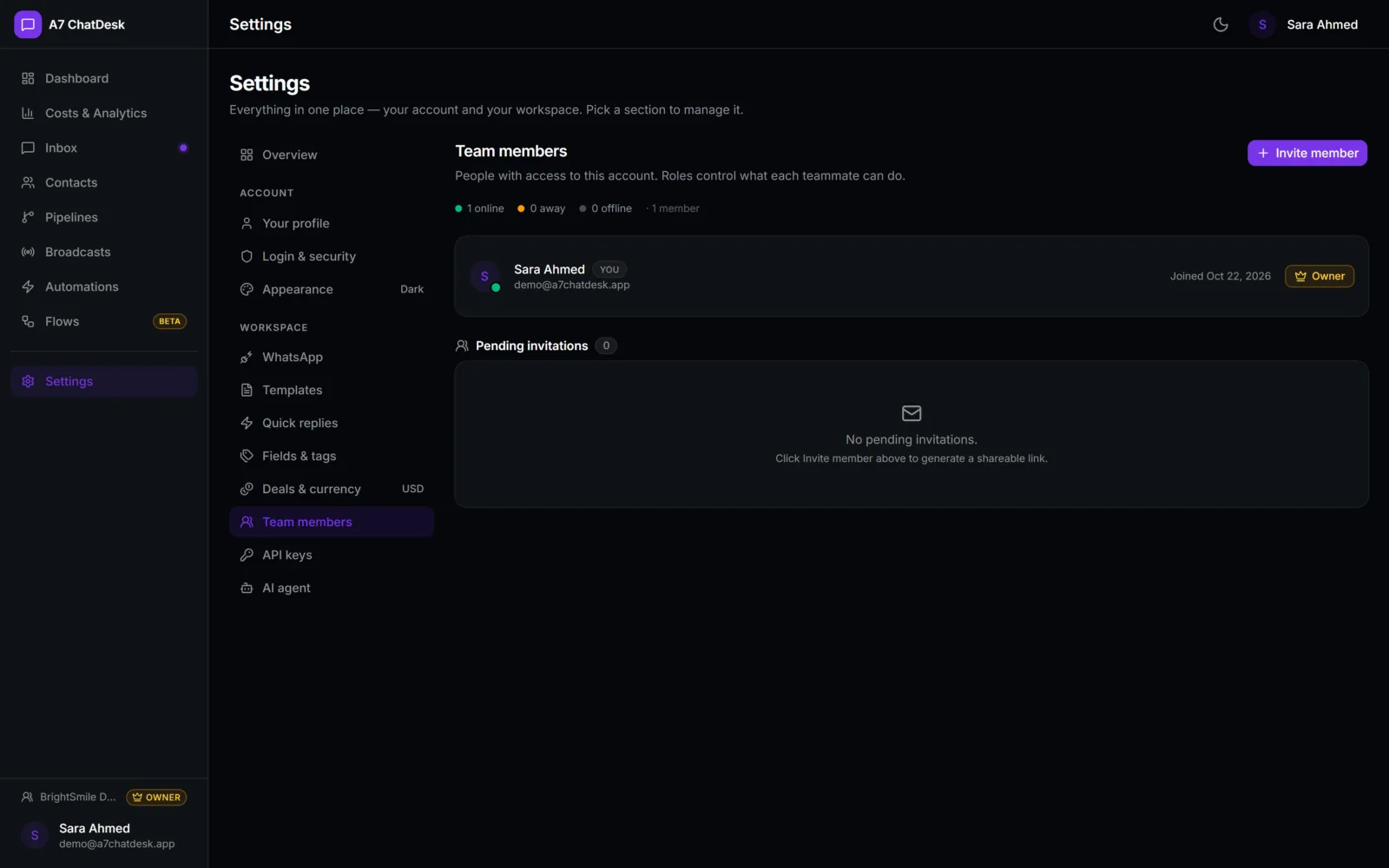 A7 ChatDesk: Team members & roles