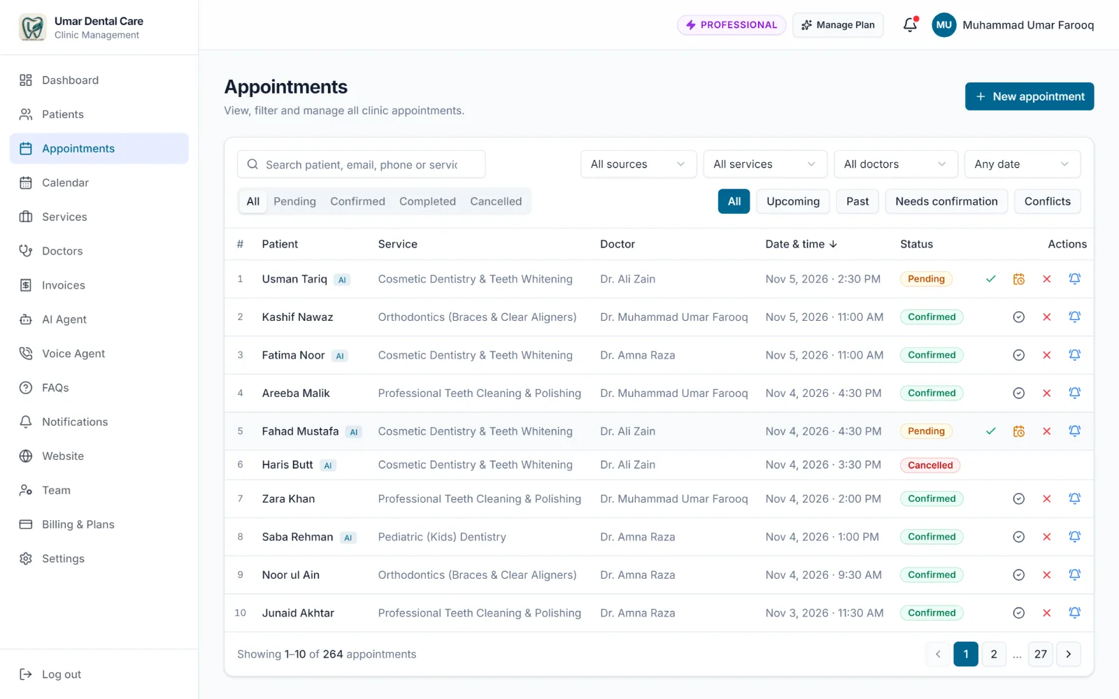 A7 Clinic AI: Appointments
