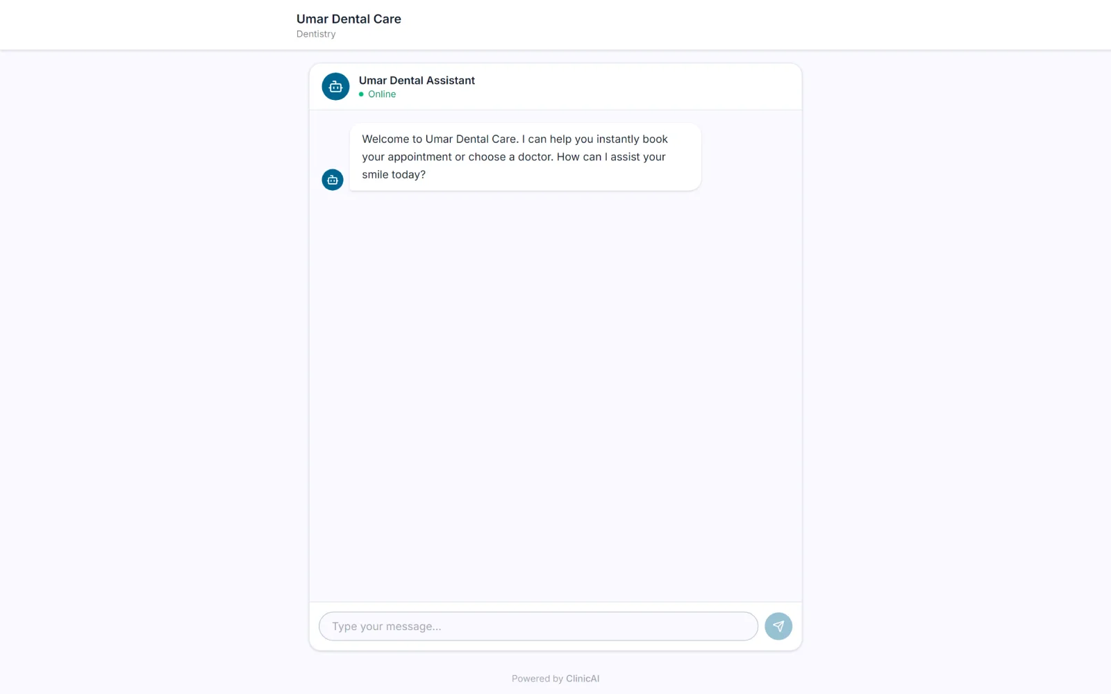 A7 Clinic AI: Patient booking chat