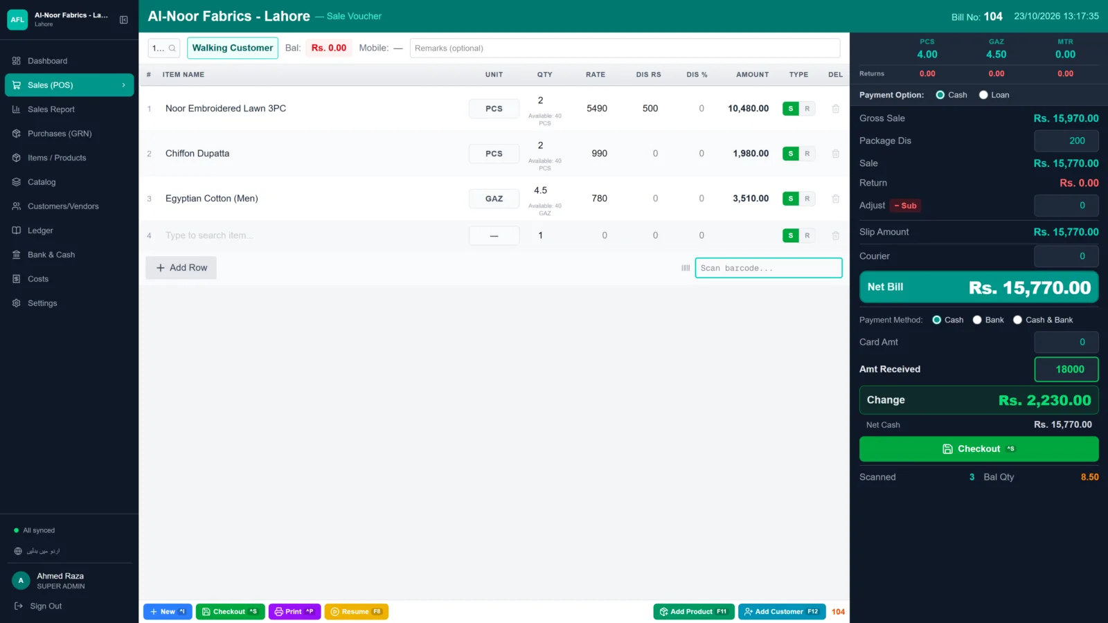 A7 Retail POS: Fast billing counter