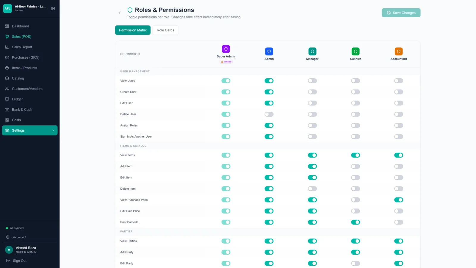 A7 Retail POS: Staff roles & permissions