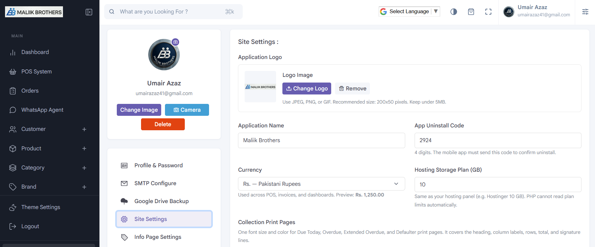 A7 InstalPay: Account settings