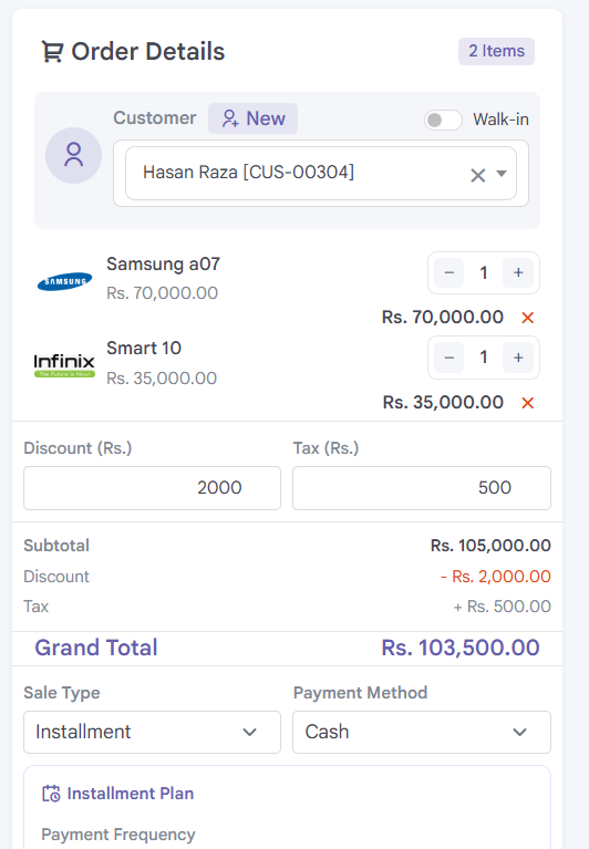 A7 InstalPay: Cart page